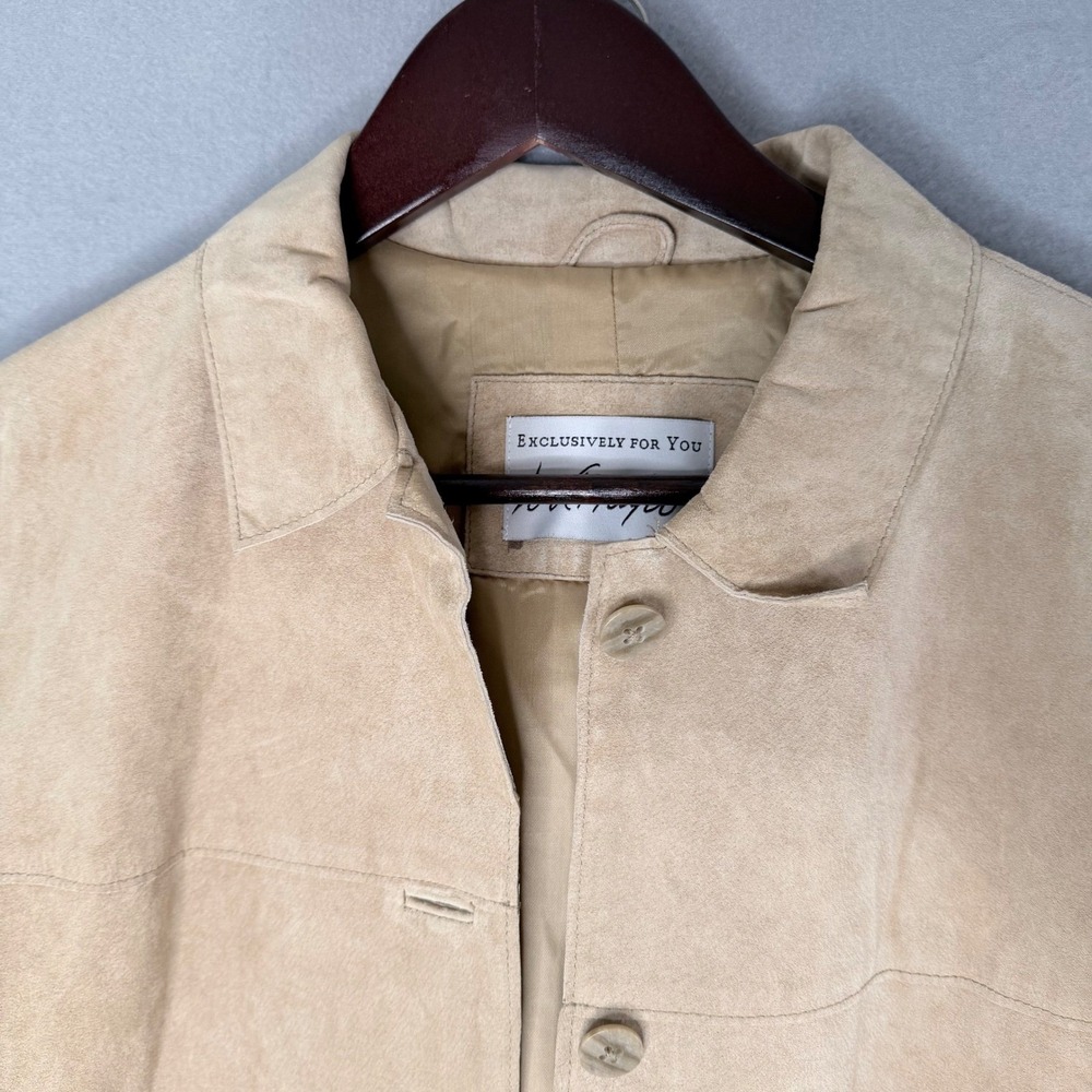 LORD & TAYLOR Tan Suede Leather Jacket Women's Size L Classic Style - Picture 2 of 14